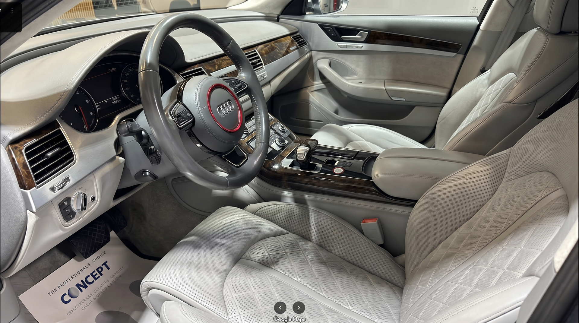 Audi A8 innvendig etter luktfjerning og ozonbehandling